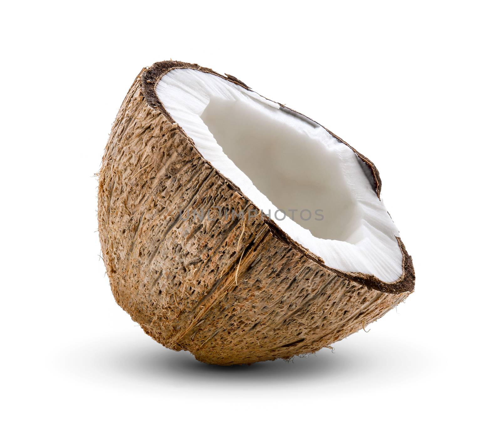 Half Coconut isolated on white background by sommai