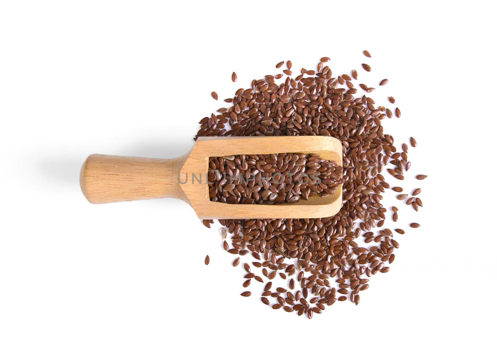 Flax seeds heap on white background