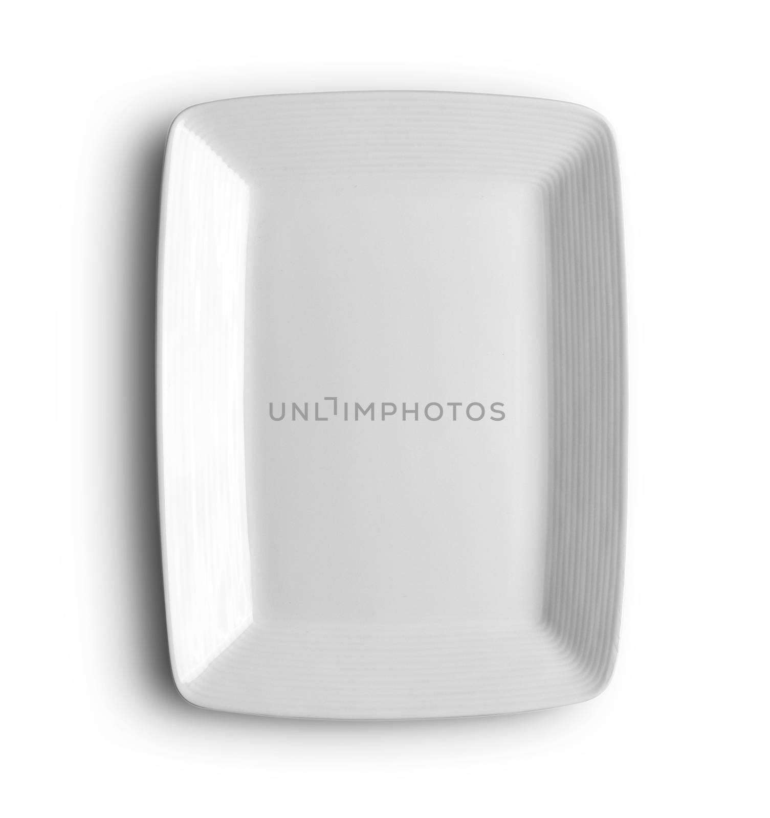 top view of white plate on white background