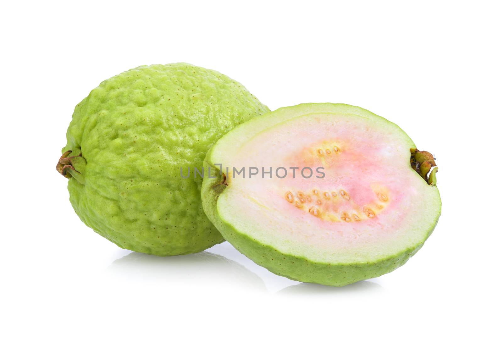 pink guava isolated on white background by sommai