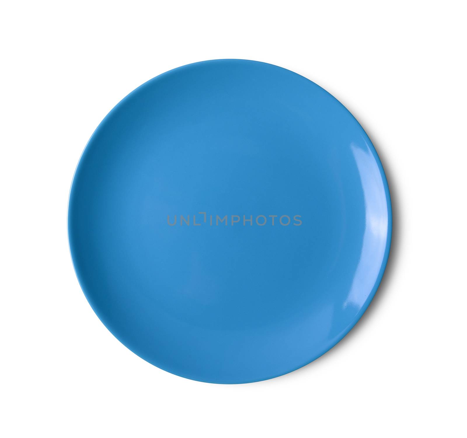 blue plate on white background