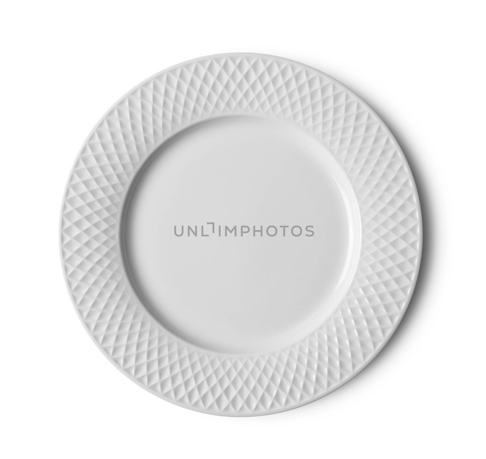 white ceramic plate on white background by sommai