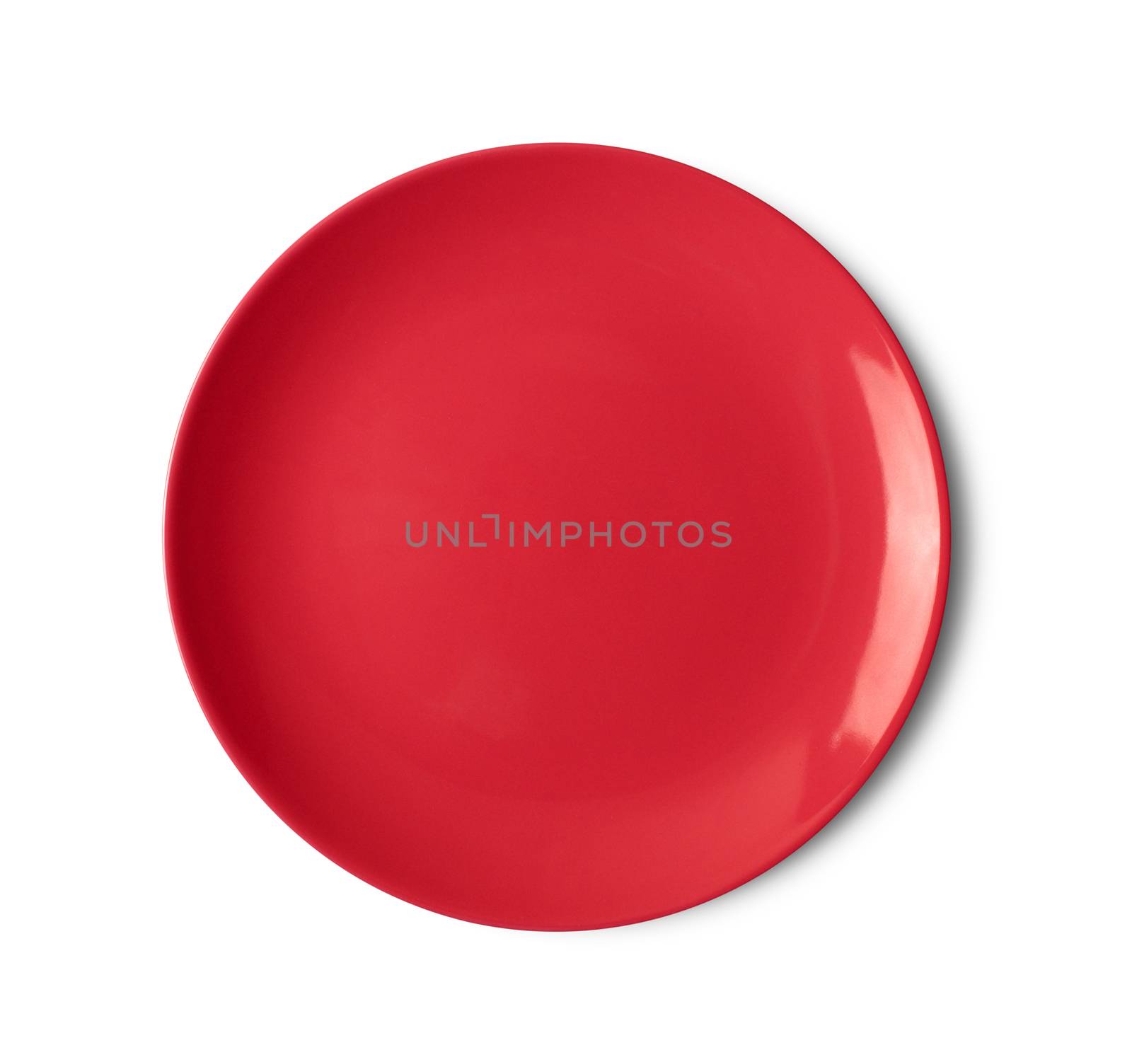 red plate on white background