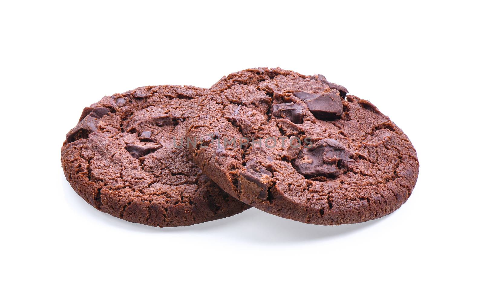 dark chocolate soft cookies isolated on white background by sommai