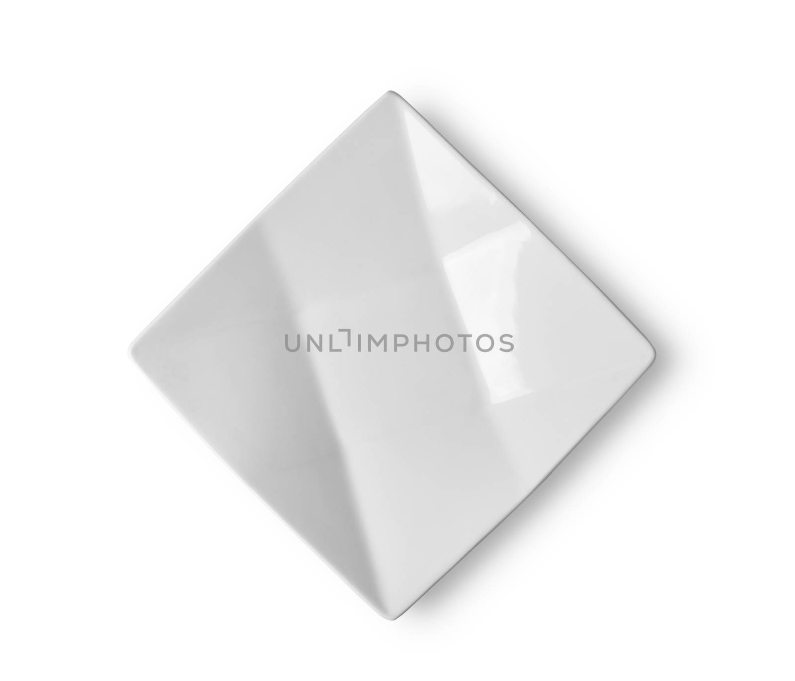 empty white ceramic plate on white background by sommai