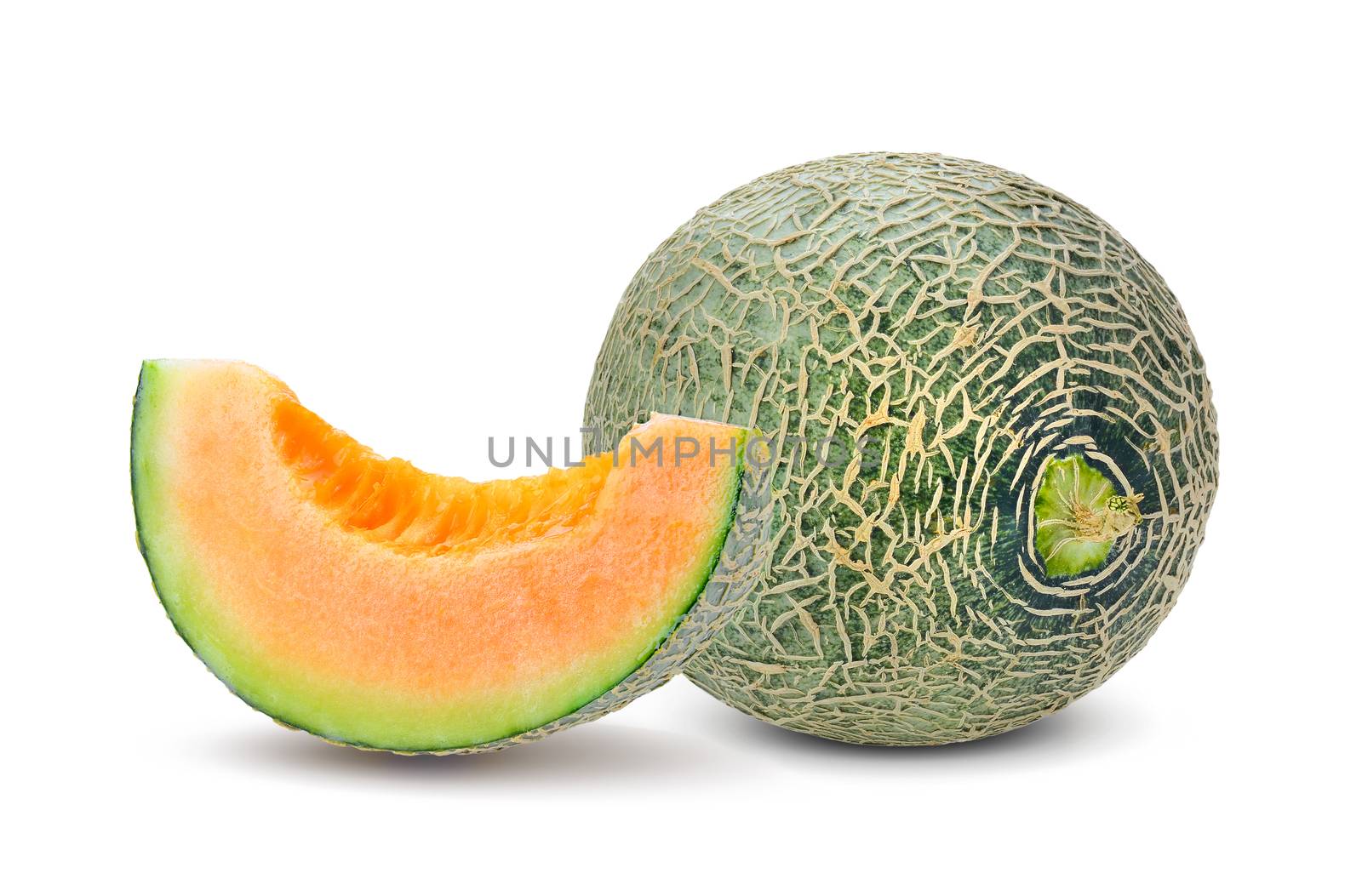 cantaloupe melon isolated on white background by sommai