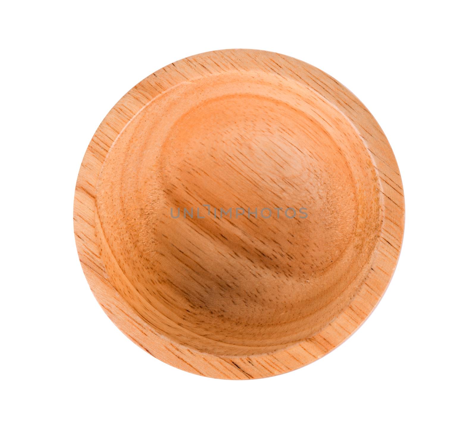 top view wood bowl on white background by sommai
