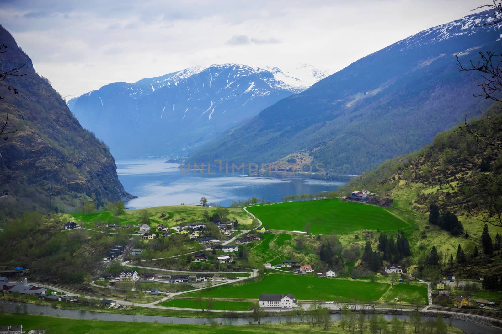 Village in Flam - Norway - nature and travel background by natali_brill