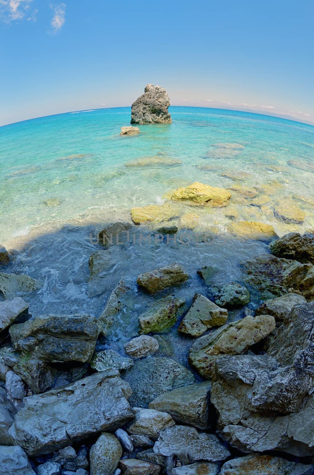 Blue waters of Ionian sea, near Agios Nikitas, Lefkada