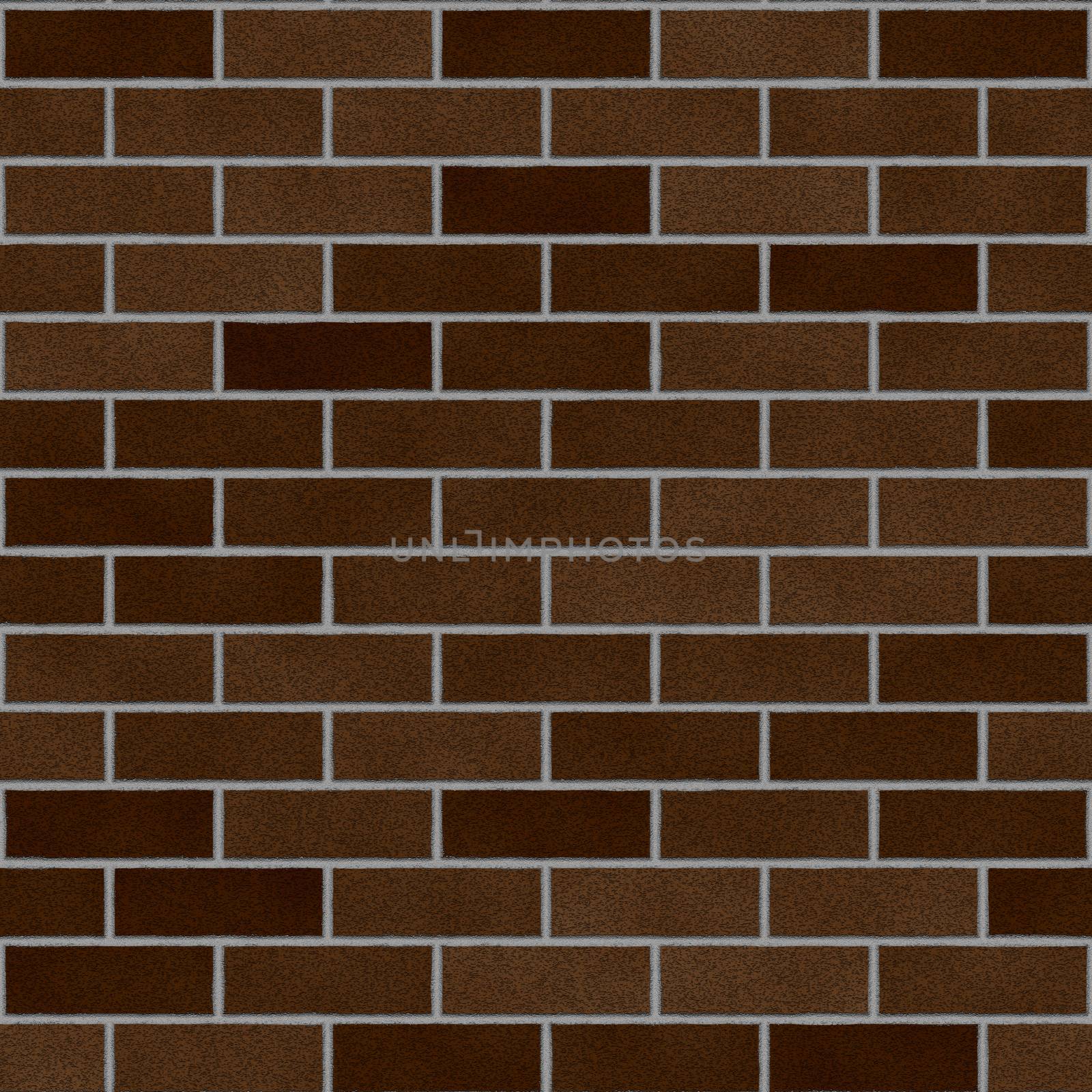 Chocolate brown clay brick wall seamless texture, computer generated background.