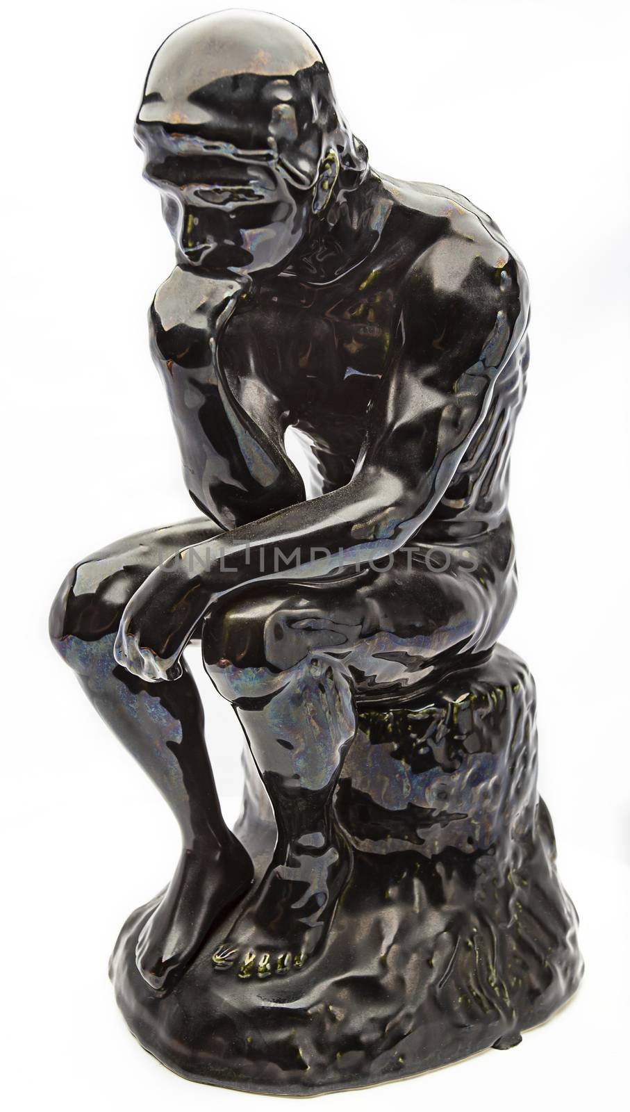 Glossy ceramic statue of the thinker