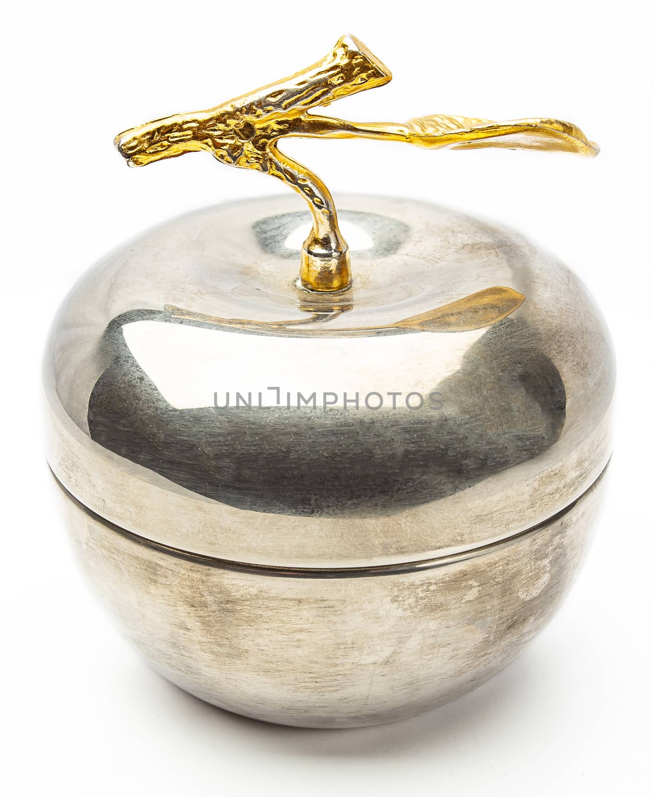 apple made of silver with stem made of gold