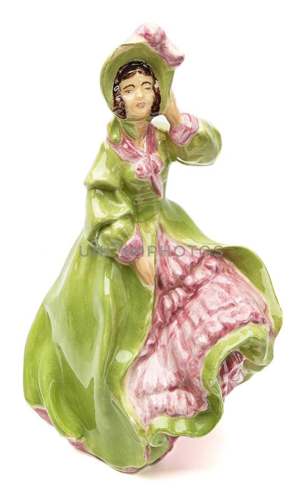 isolated porcelain figurine of a southern belle
