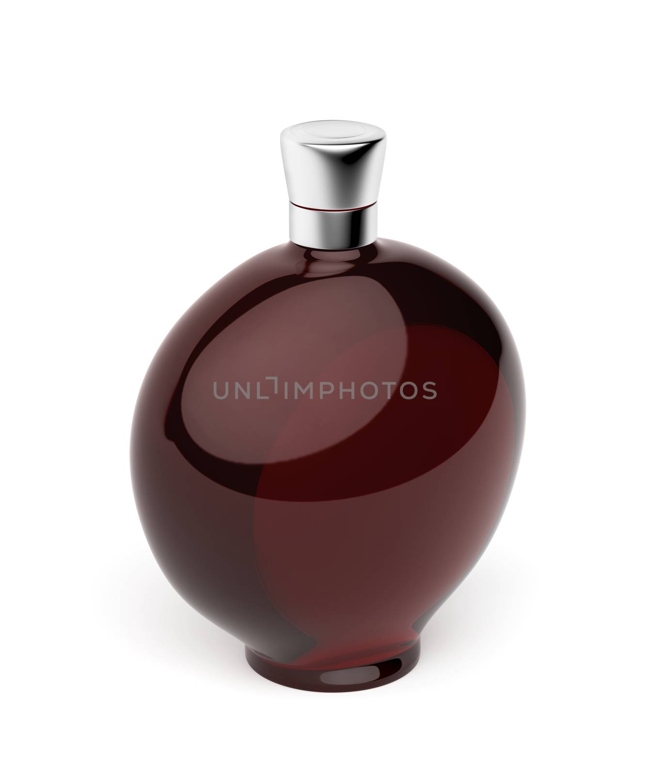 Red bottle with alcohol on a white background 