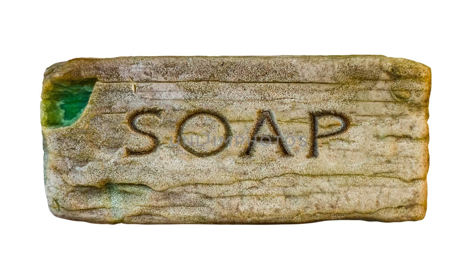 Isolated Vintage Bar Or Cake Of Soap With The Word Soap Embossed