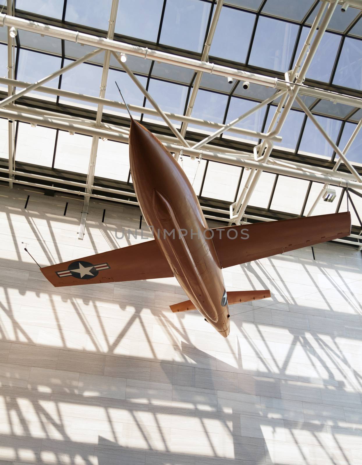 The Bell X-1 was the first airplane to fly faster then the speed of sound.  Built by the US Airforce in October 14, 1947 and caption was Charles E. Yeager