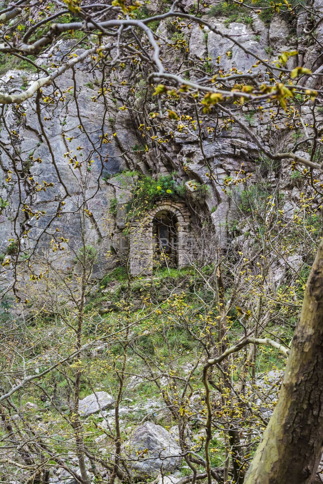 Small Christian church at Kleidi passage, next to Karpenisiotis river, on the Karpenissi - Proussos road, Evrytania, Central Greece by ankarb