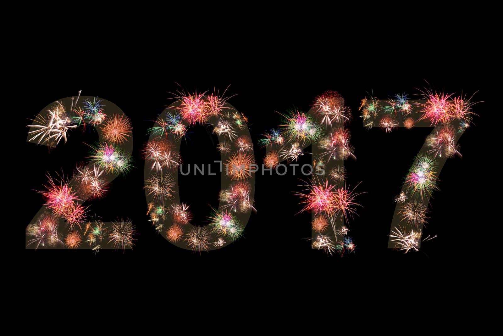 Happy new year 2017 fireworks colorful version 2 