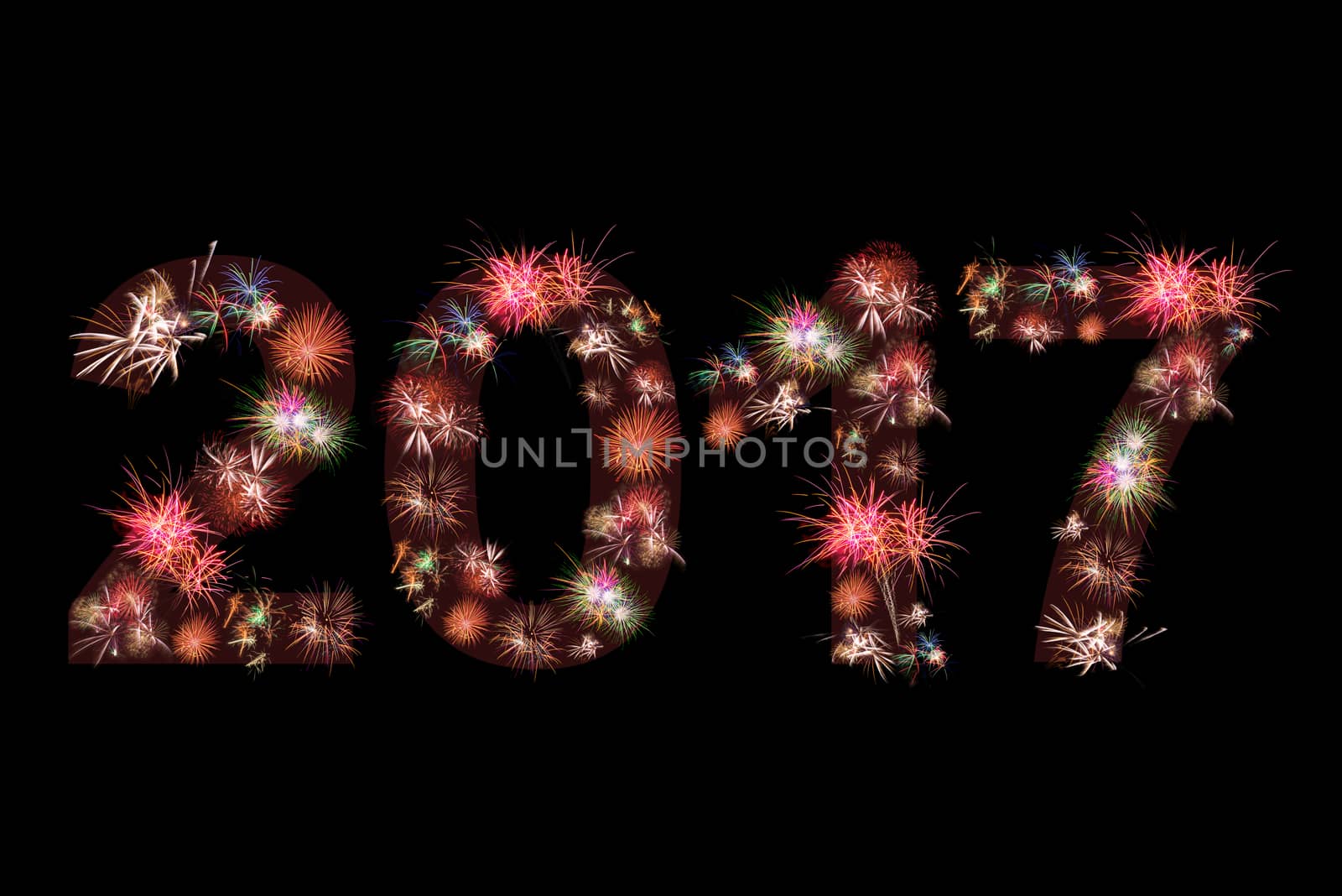 Happy new year 2017 fireworks colorful version 3 