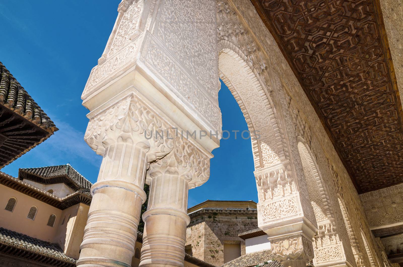 Detail of the famous Alhambra palace, Granada, Andalusia, Spain. by HERRAEZ