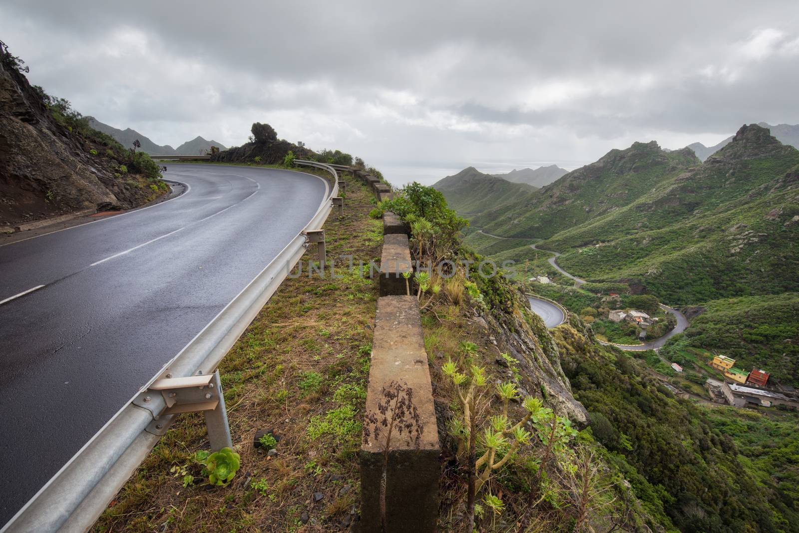 road in Anaga mountains in Tenerife island, Canary islands, Spain. by HERRAEZ