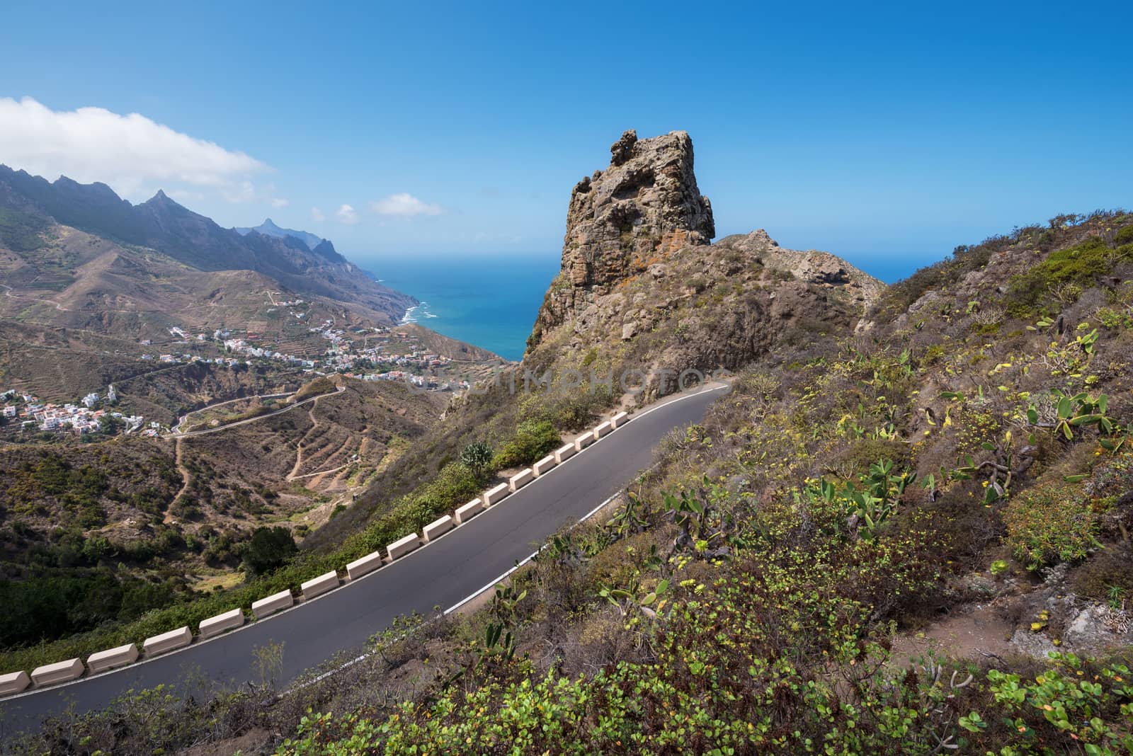 Anaga mountains, volcanic landscape in Tenerife, Canary island, Spain.