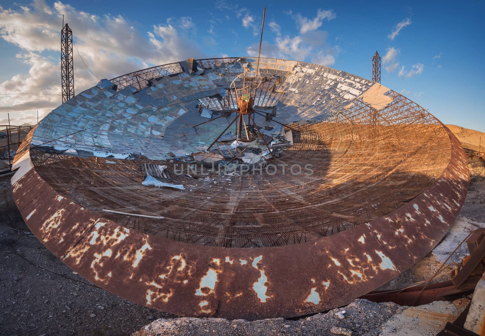 Ruined setellite dish antenna in south Tenerife, Canary islands, by HERRAEZ