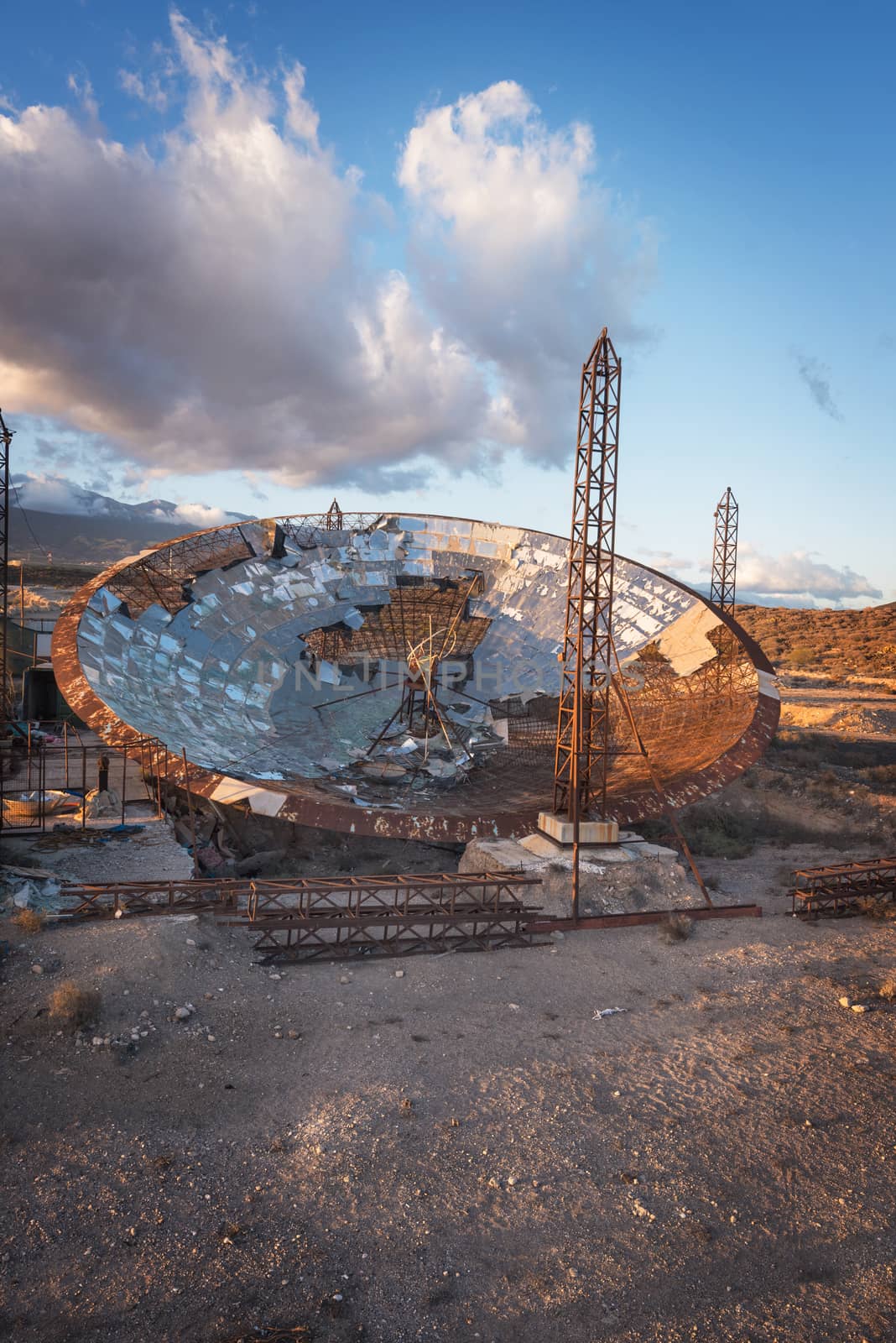 Ruined setellite dish antenna in south Tenerife, Canary islands, by HERRAEZ