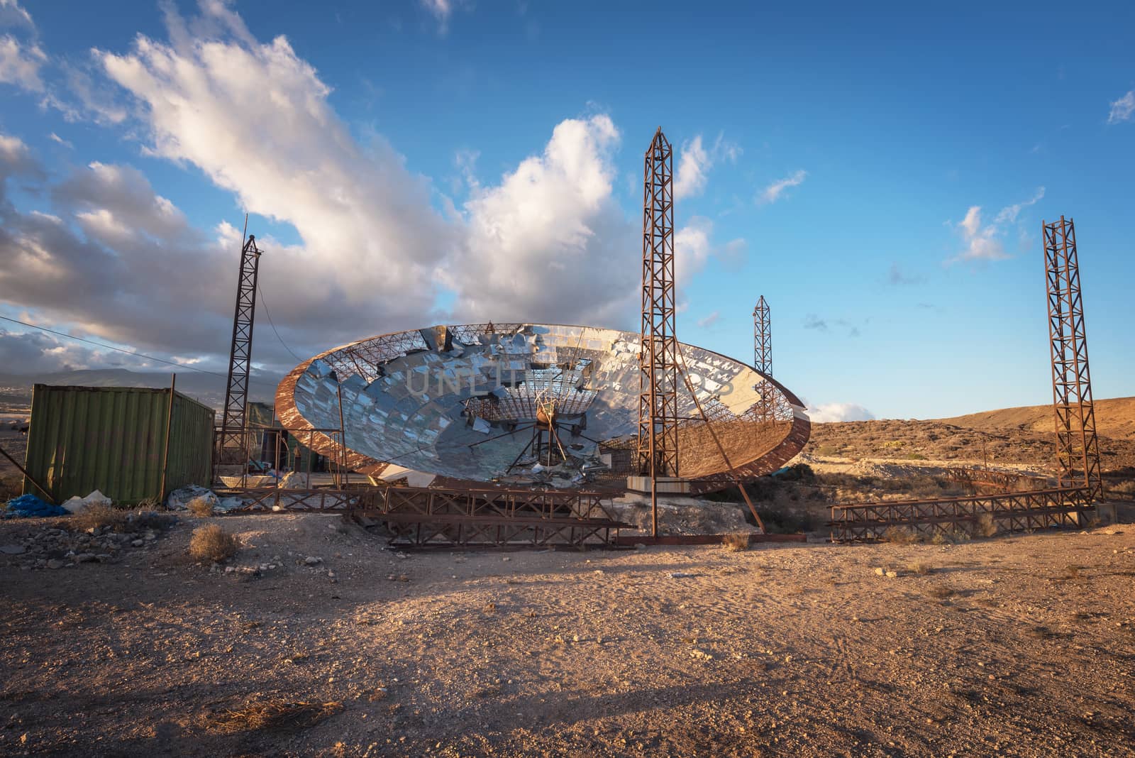 Ruined setellite dish antenna in south Tenerife, Canary islands, by HERRAEZ
