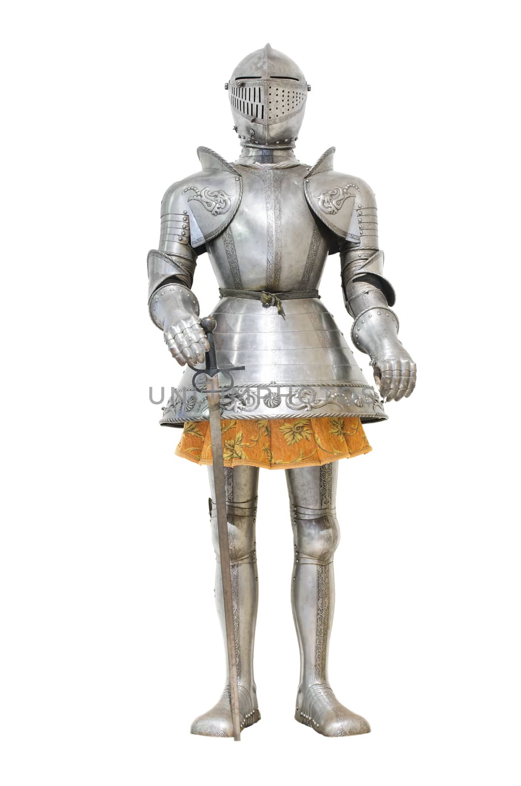 Medieval knight armour over white isolated background