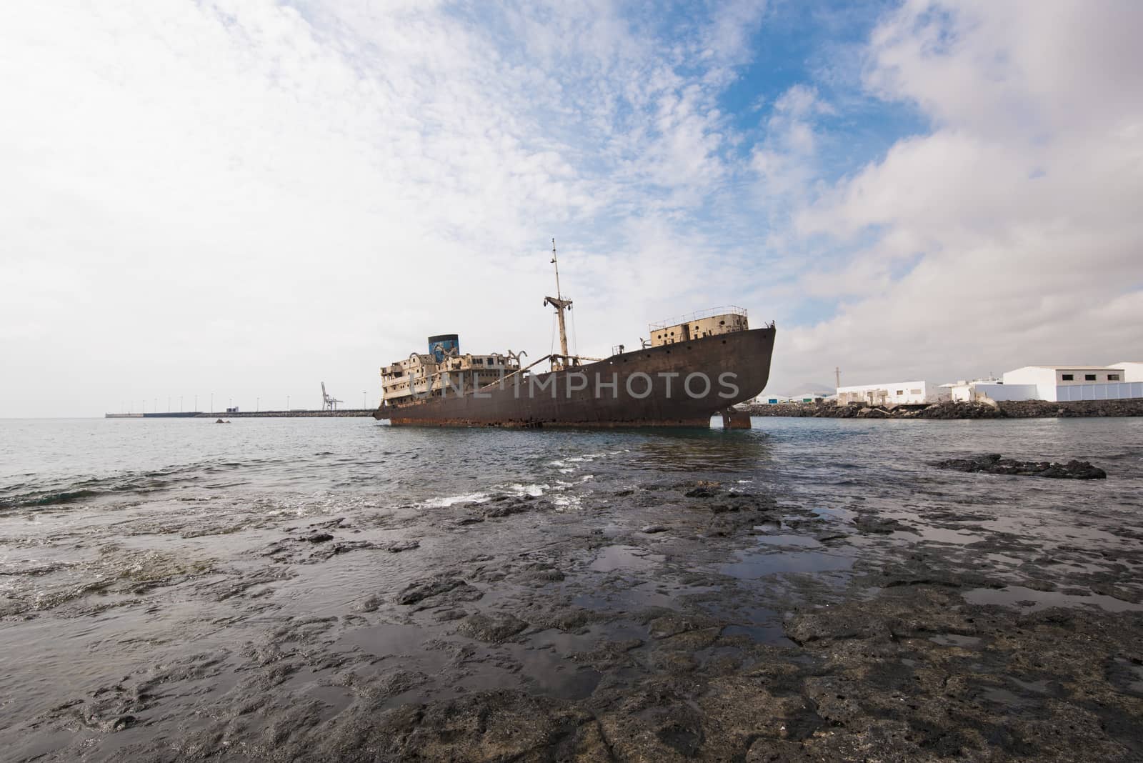 Shipwreck in Lanzarote, Canary islands, Spain. by HERRAEZ