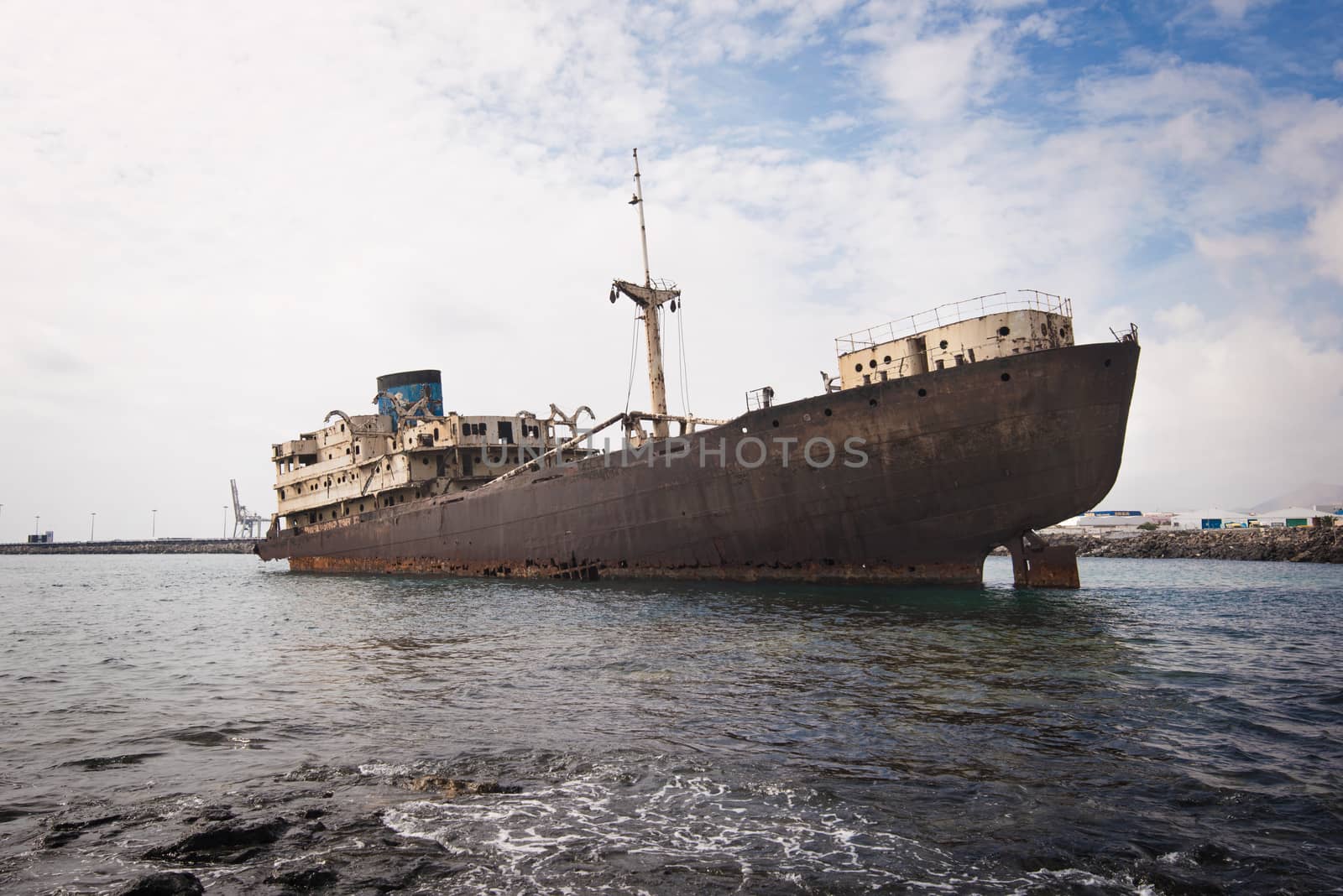 Shipwreck in Lanzarote, Canary islands, Spain. by HERRAEZ
