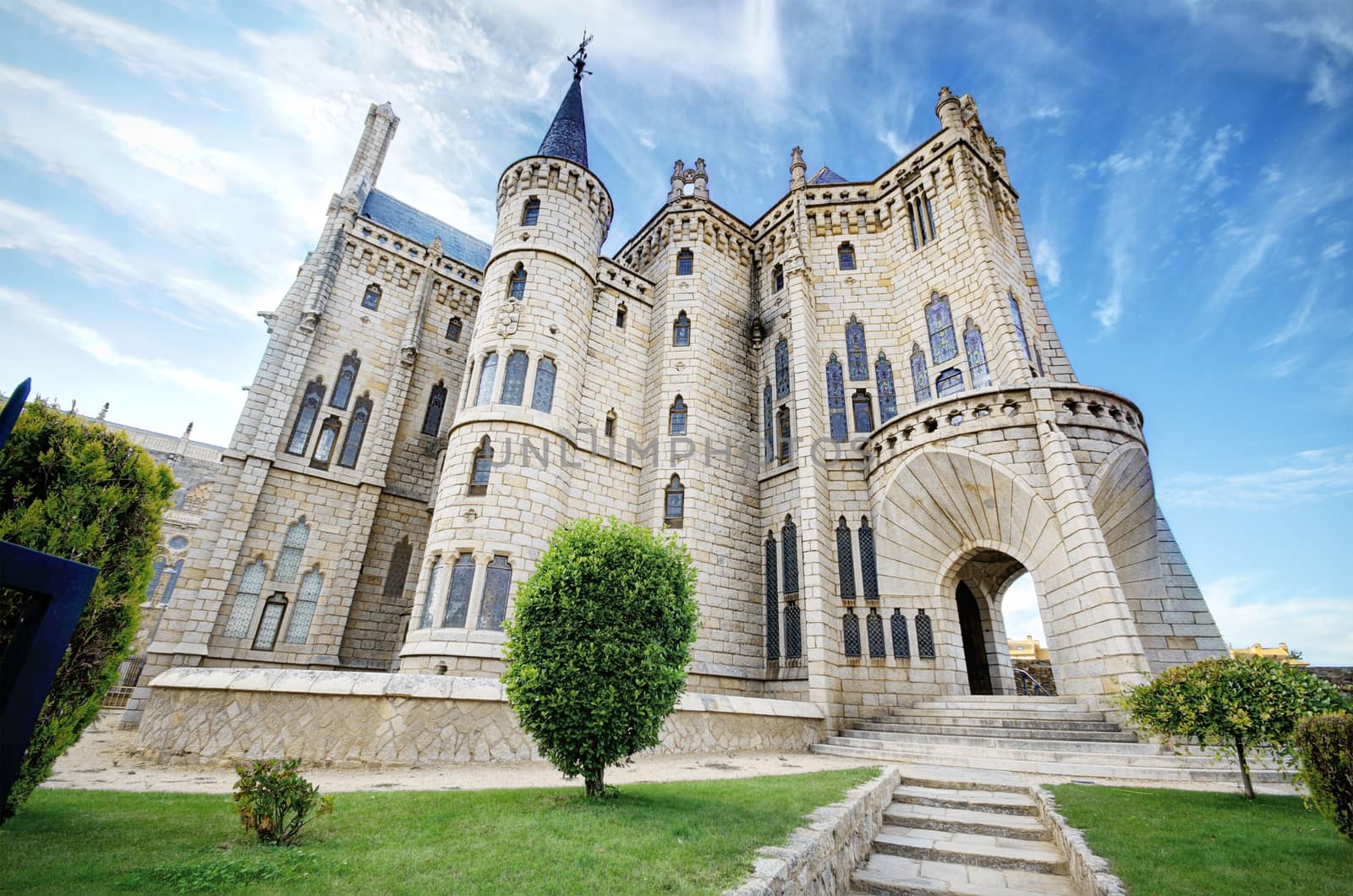 Famous landmark Astorga Epsiscopal Palace, in Astorga, Leon, Spain. by HERRAEZ