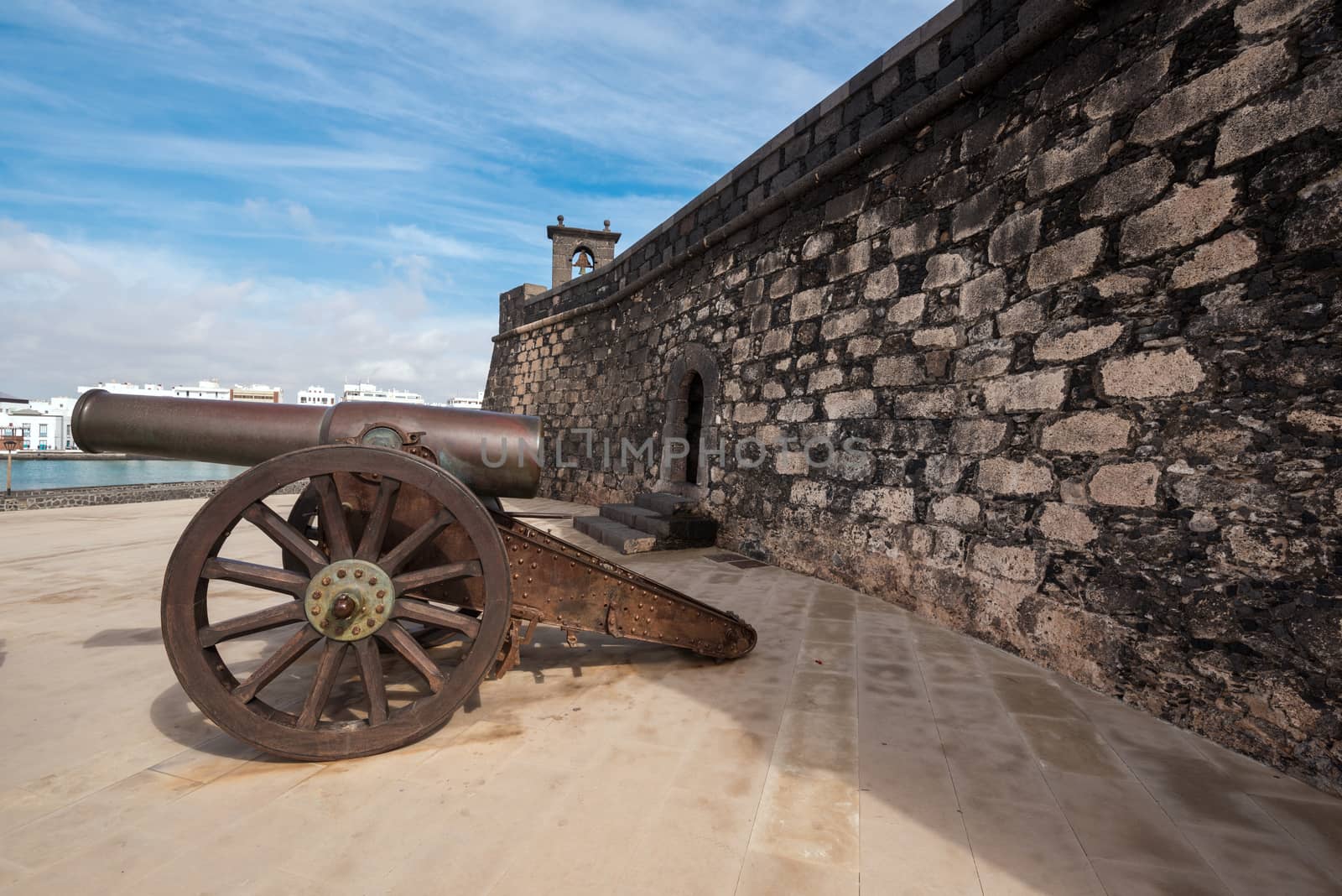Ancient cannon and fortress in Arrecife city, Lanzarote, Canary  by HERRAEZ