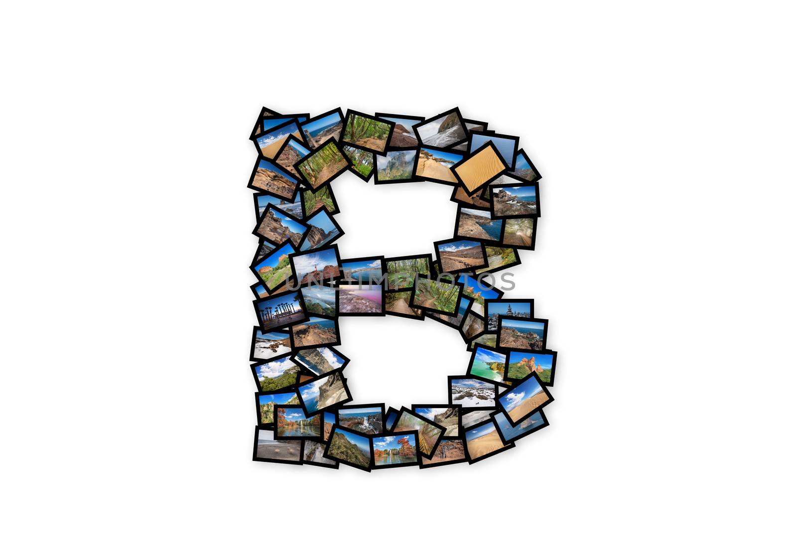 Letter B uppercase font shape alphabet collage made of my best landscape photographs. Version 2. by HERRAEZ