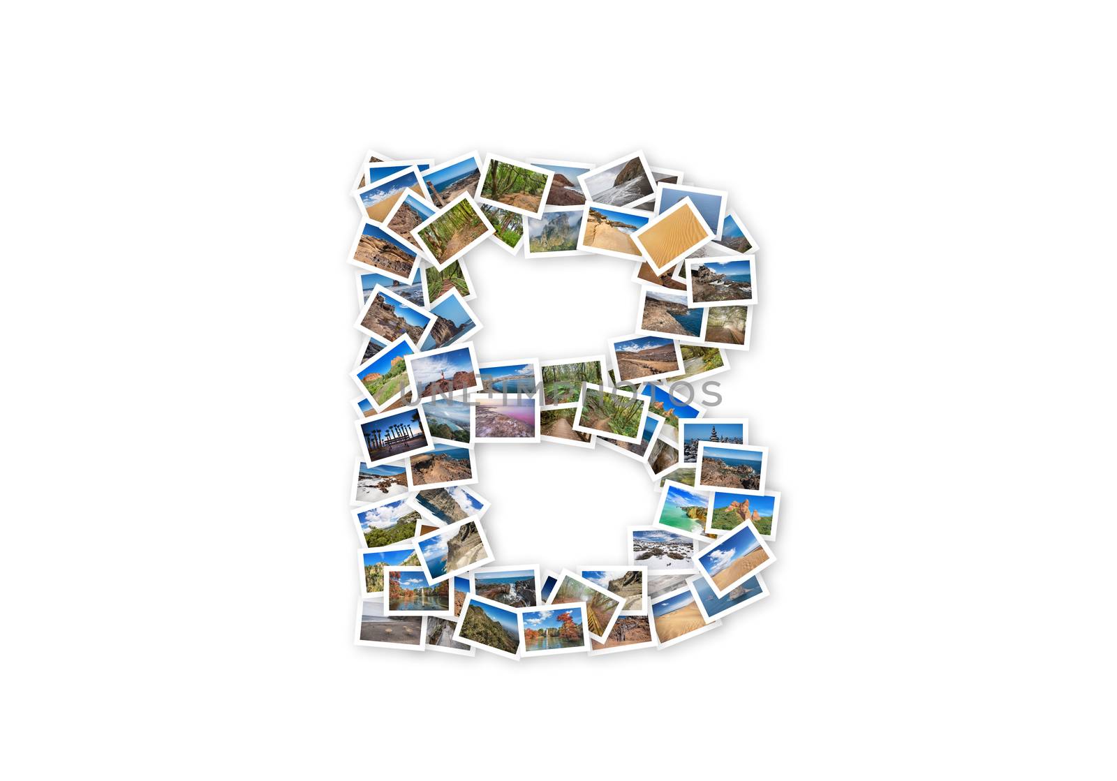 Letter B uppercase font shape alphabet collage made of my best landscape photographs. Version 1. by HERRAEZ