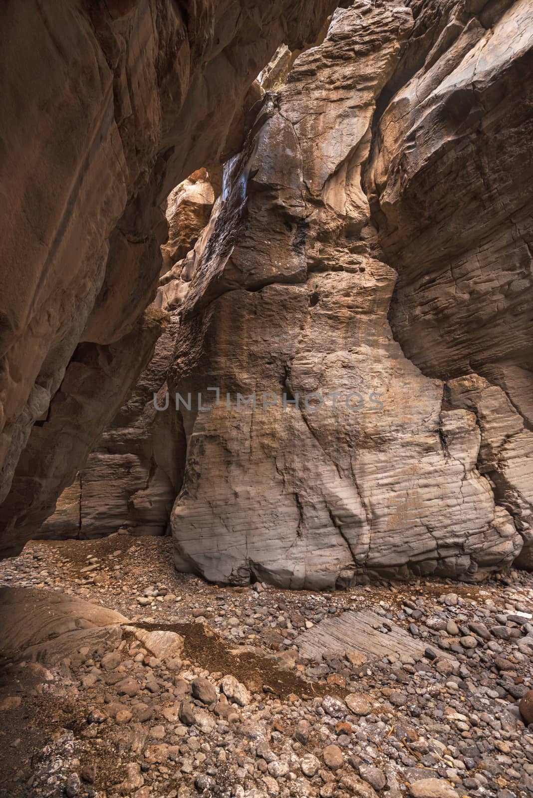 Scenic canyon Barranco Bermeja, volcanic rock canyon in Tenerife, Canary islands, Spain.