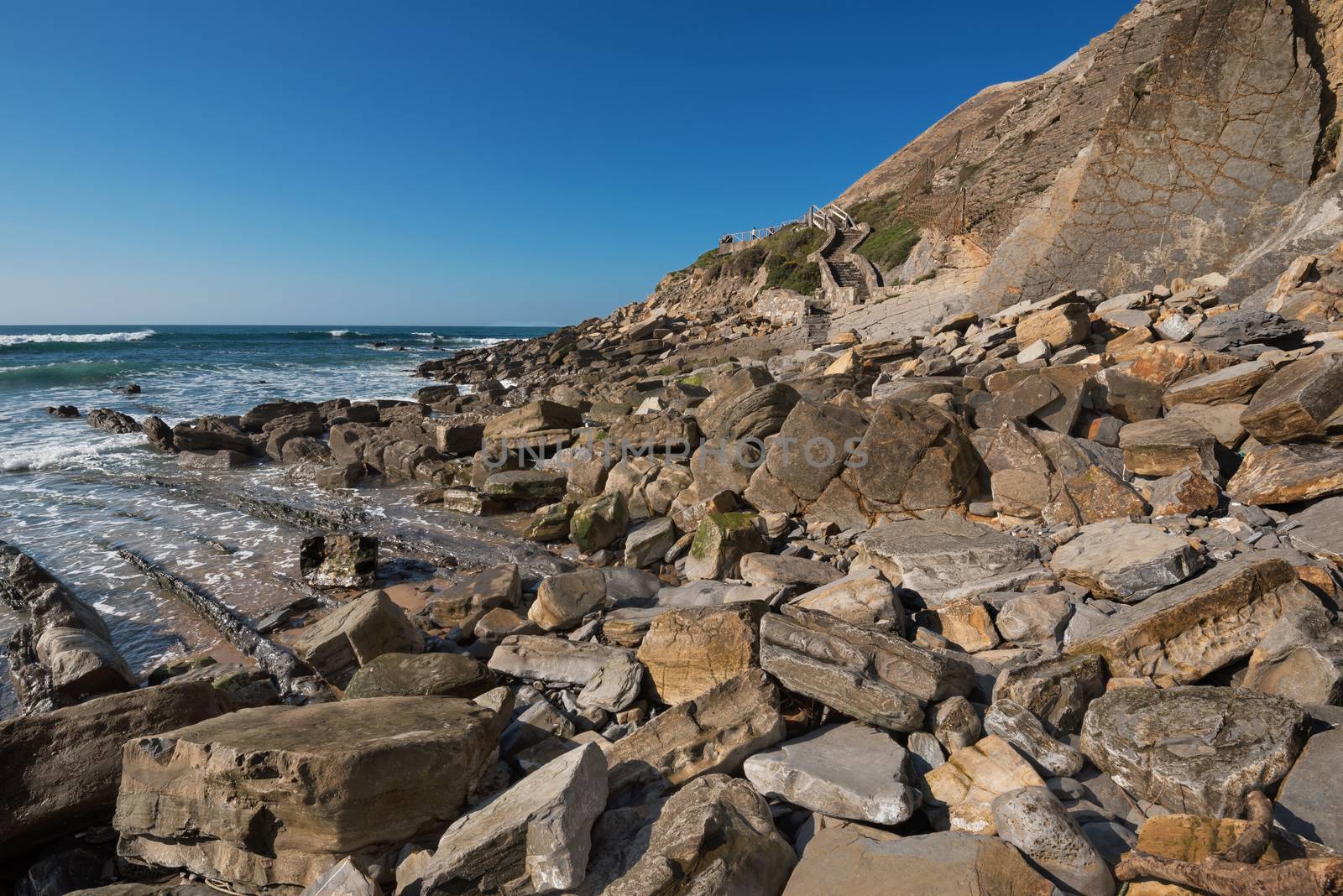 Barrika coastline in Bilbao, Basque country, Spain.