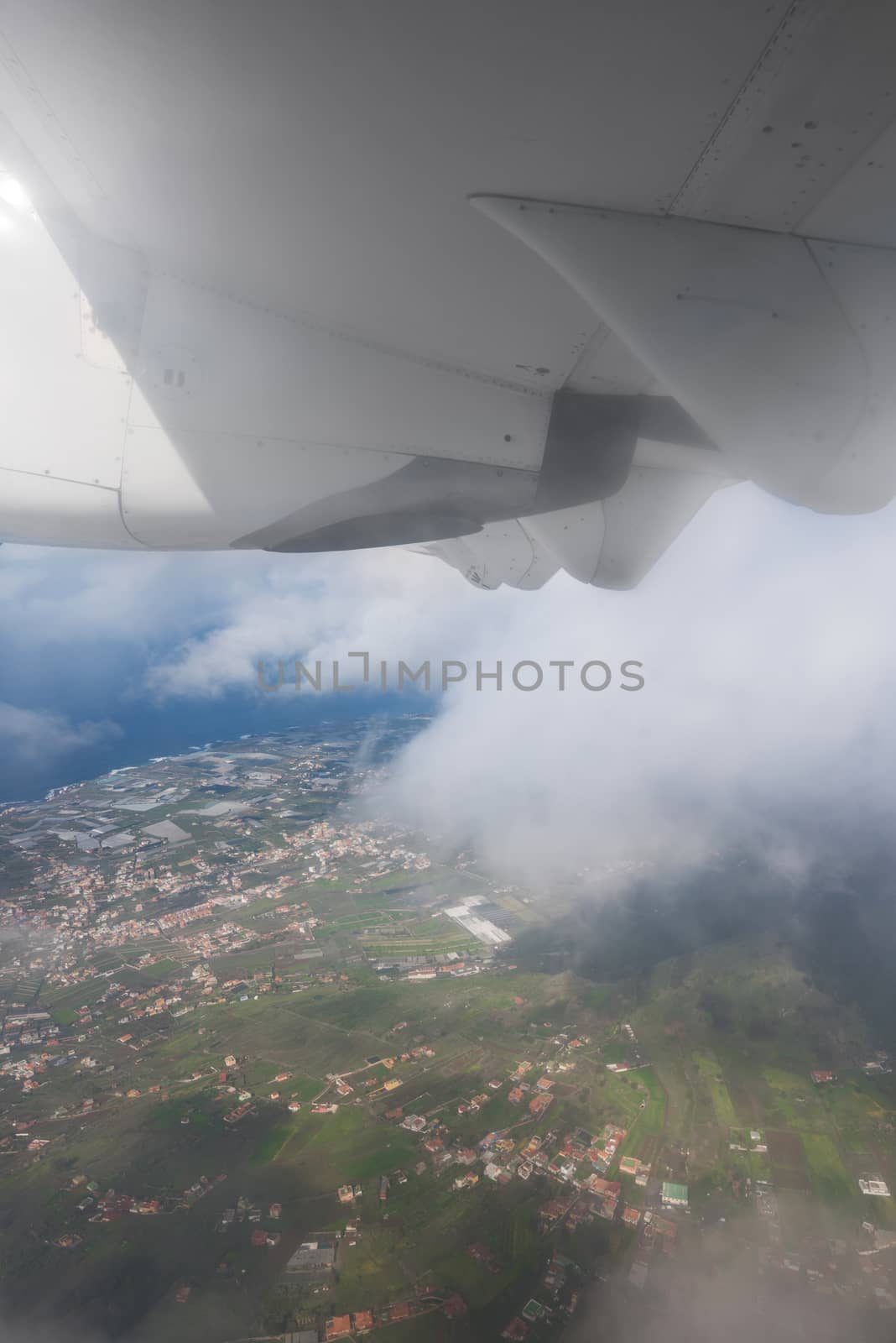 View from the airplane window Tenerife, Canary islands, Spain. by HERRAEZ