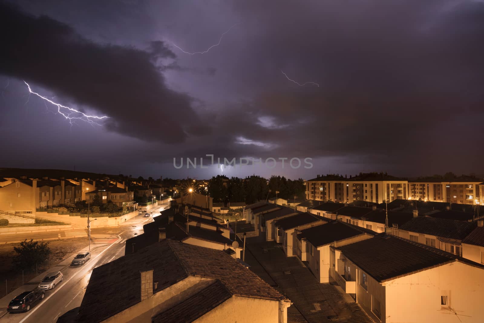 Electric storm in Briviesca, Burgos, Spain.