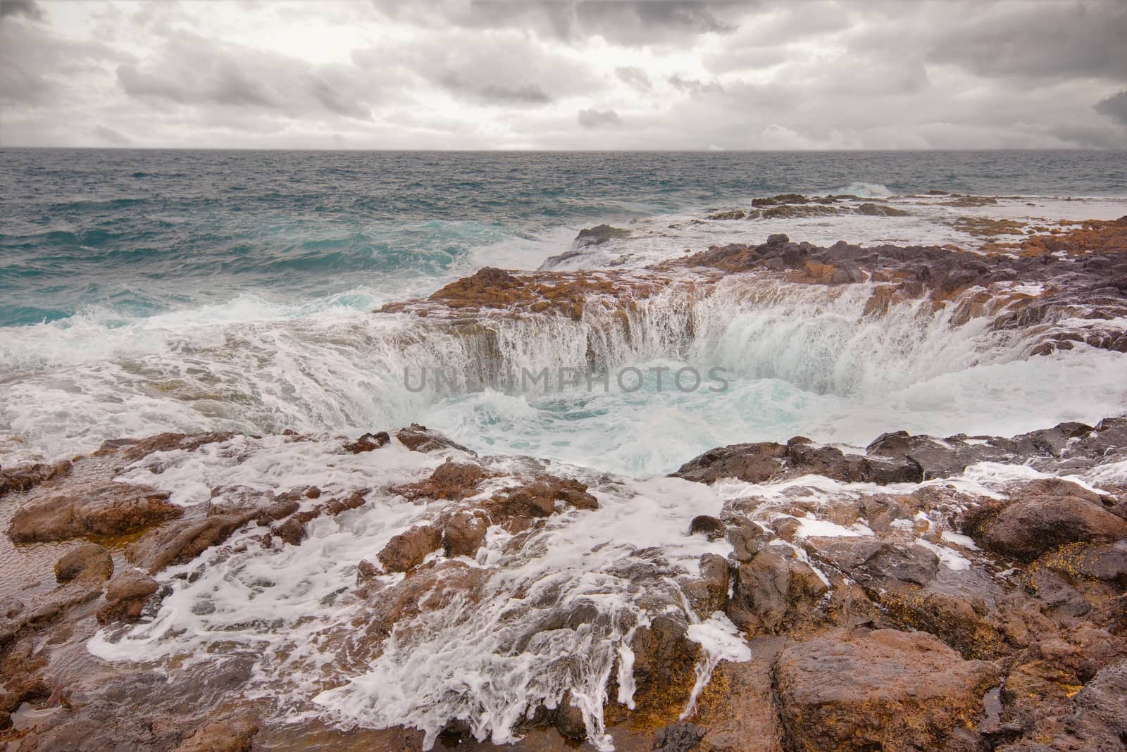 Blowhole, Bufadero de la Garita in Telde, Gran Canaria, Canary island, Spain.