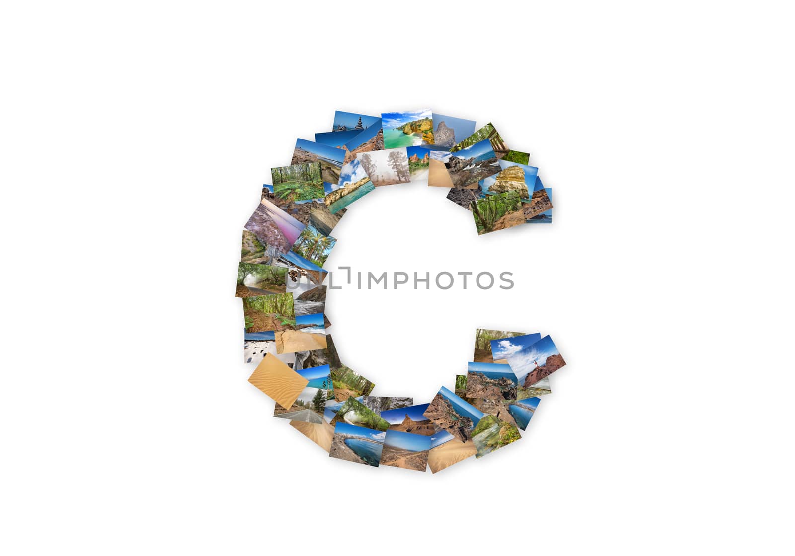 Letter C uppercase font shape alphabet collage made of my best landscape photographs. Version 3. by HERRAEZ