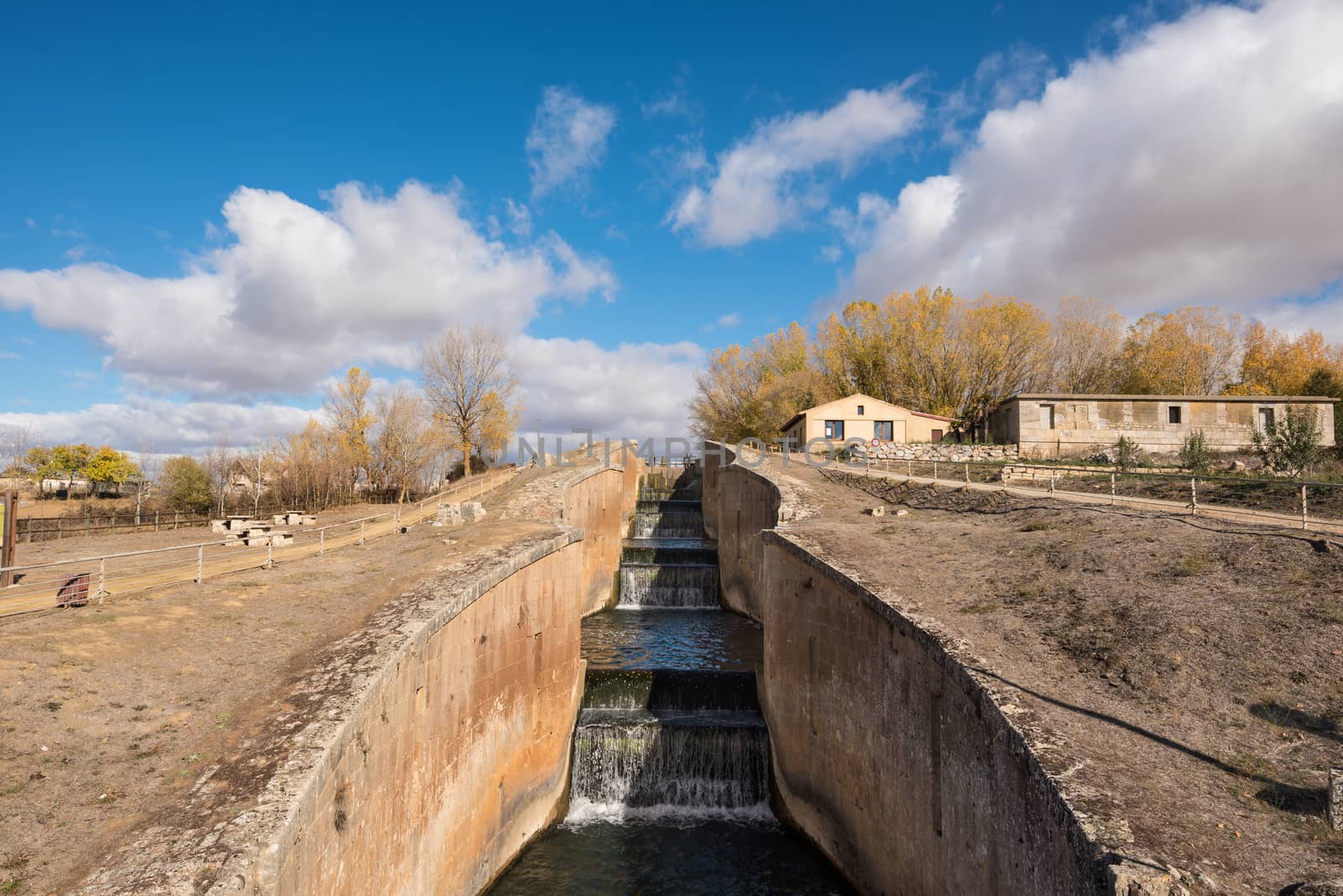 Canal de Castilla, famous Landmark in Fromista, Palencia, Castilla y Leon, Spain. by HERRAEZ