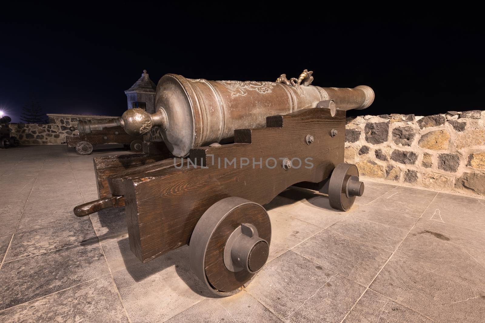 Old cannon and fortress in Puerto de la Cruz, Tenerife, Spain.