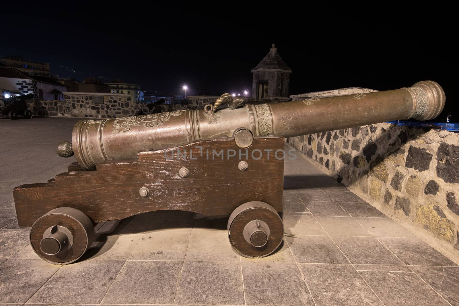 Old cannon and fortress in Puerto de la Cruz, Tenerife, Spain.