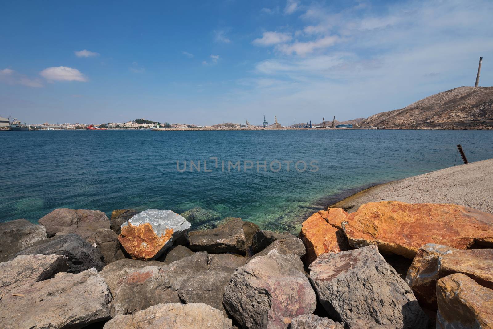 Cartagena bay, Cartagena city is in the background, Murcia, Spain. by HERRAEZ