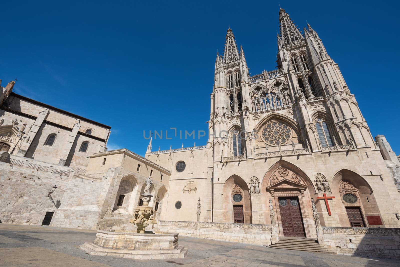 Famous Landmark Burgos cathedral on a sunny day