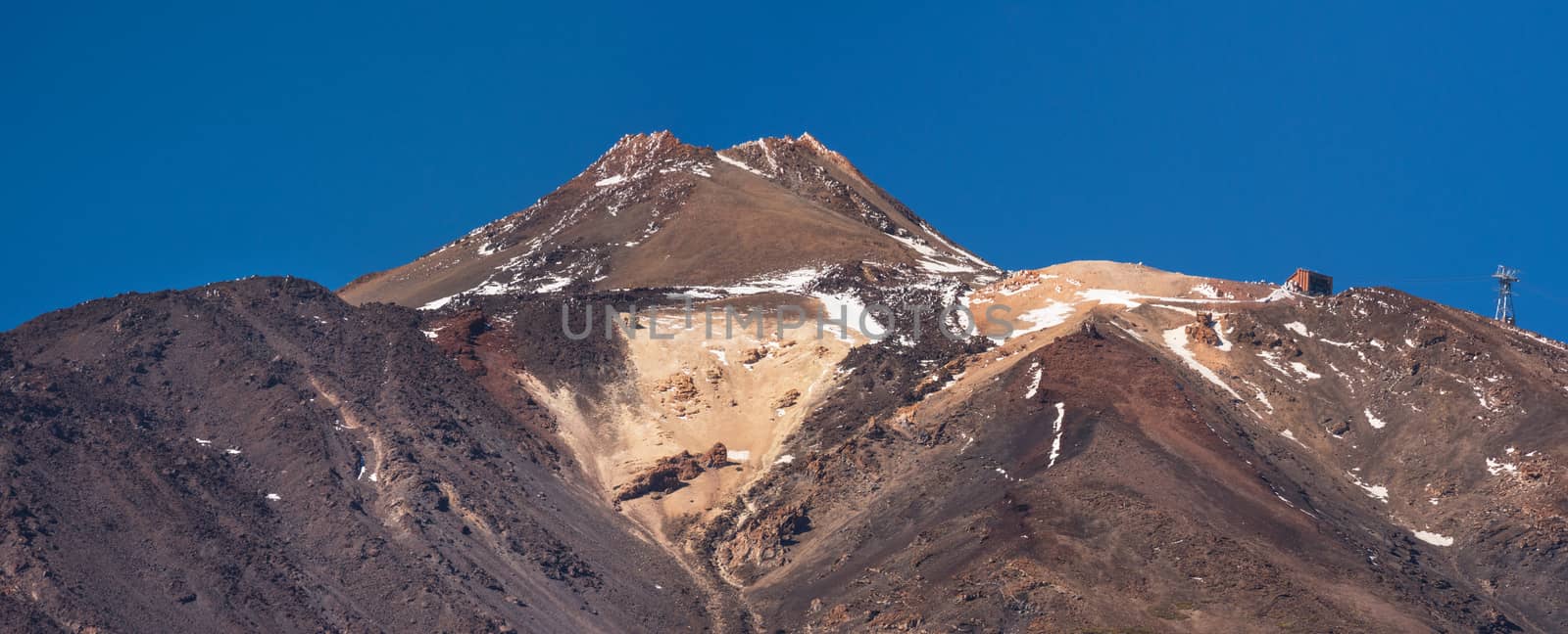 Summit Panorama of Teide volcano peak in Tenerife, Canary islands, Spain.