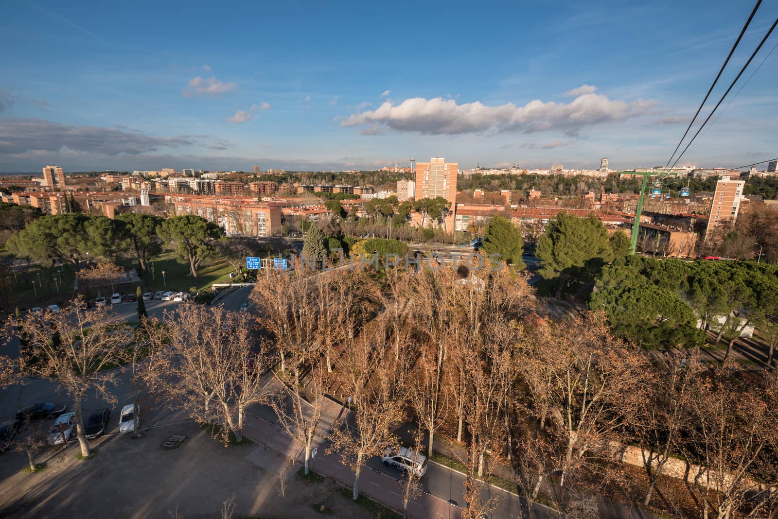 Madrid cityscape aerial view from casa de campo.