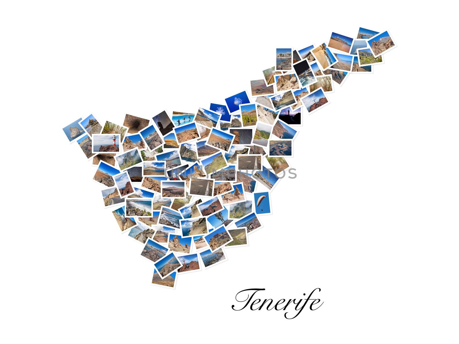 A collage of my best travel photos of Tenerife, forming the shape of Tenerife island, version 3. by HERRAEZ